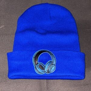 Blue Headphones Beanie Unisex